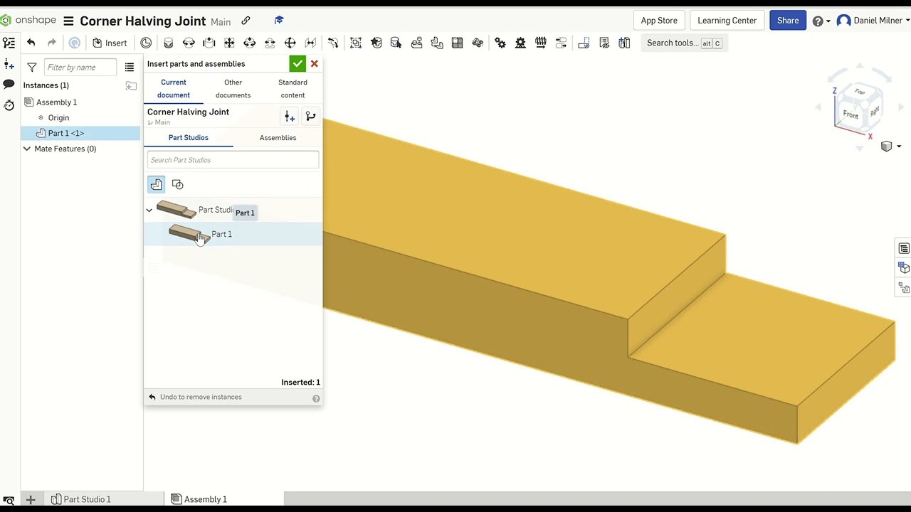Corner Halving Joint Onshape Video