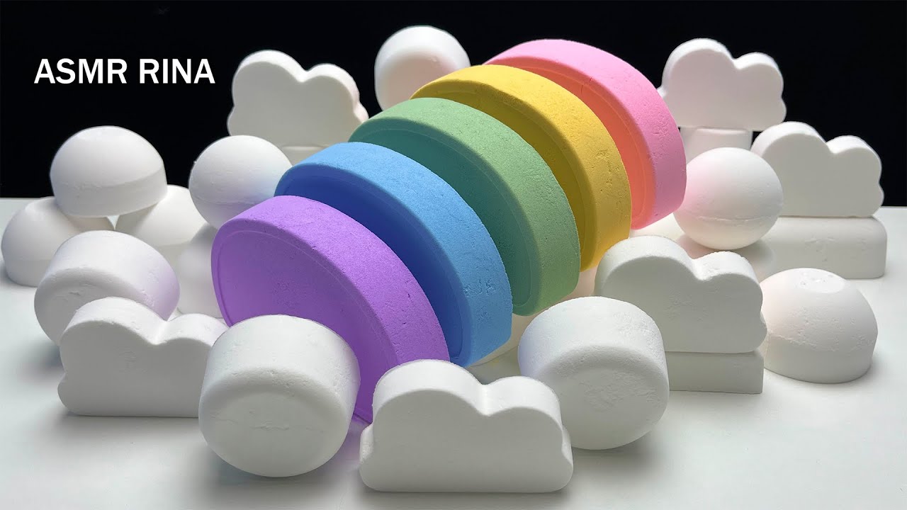 ASMR baking soda rainbow in the clouds