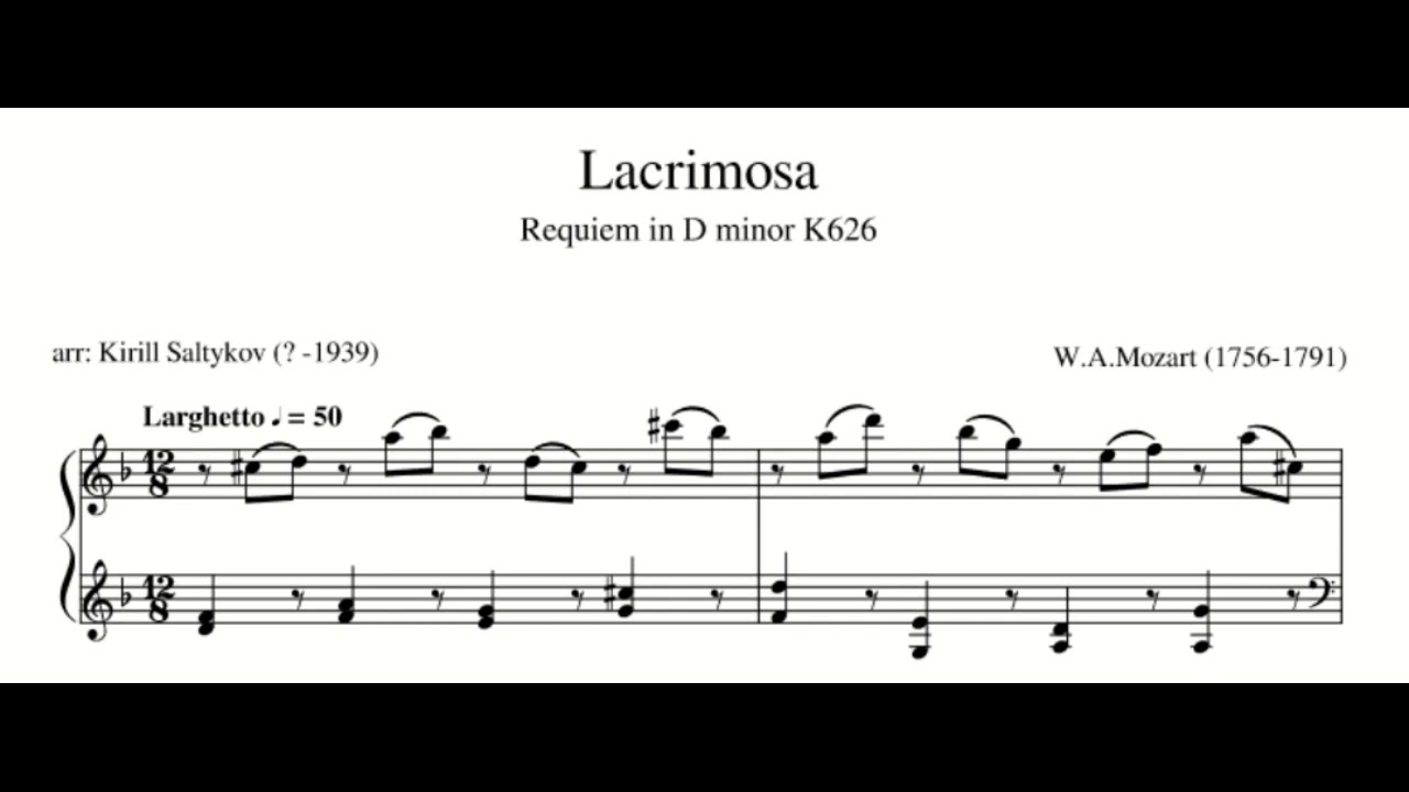 W.A. Mozart - Lacrimosa (Saltykov), Piano Sheet music