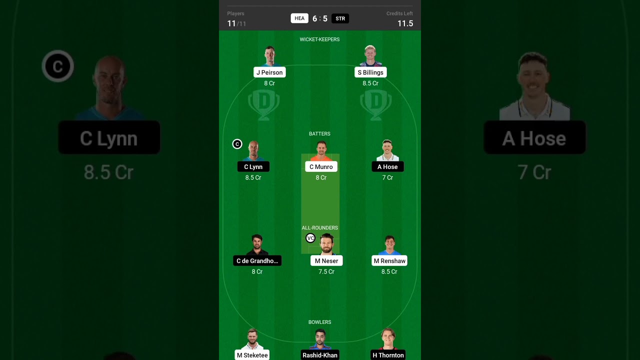 HEA vs STR dream11