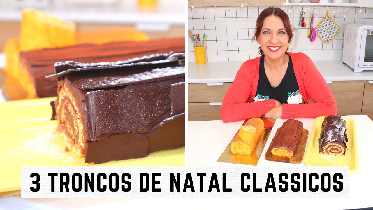1 massa = 3 troncos de Natal clássicos: chocolate, doce de ovos e misto!