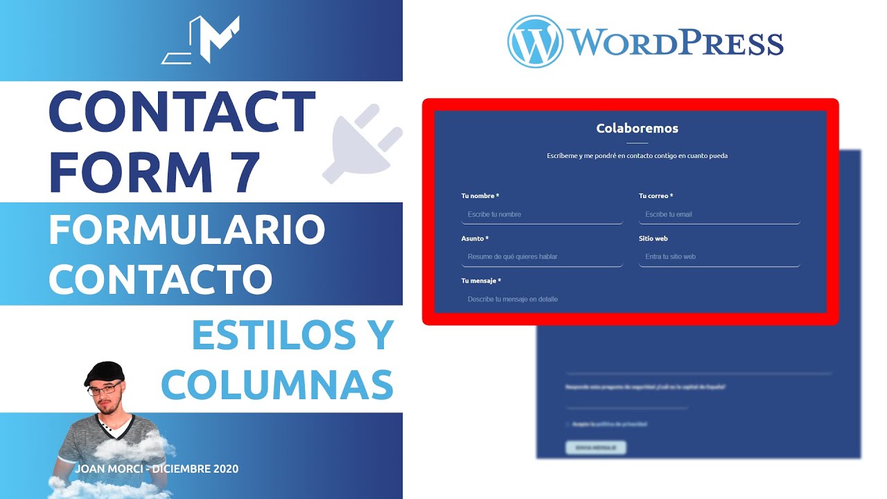 #3. WordPress: Contact Form 7 👍. Estilos y Columnas (Responsive)