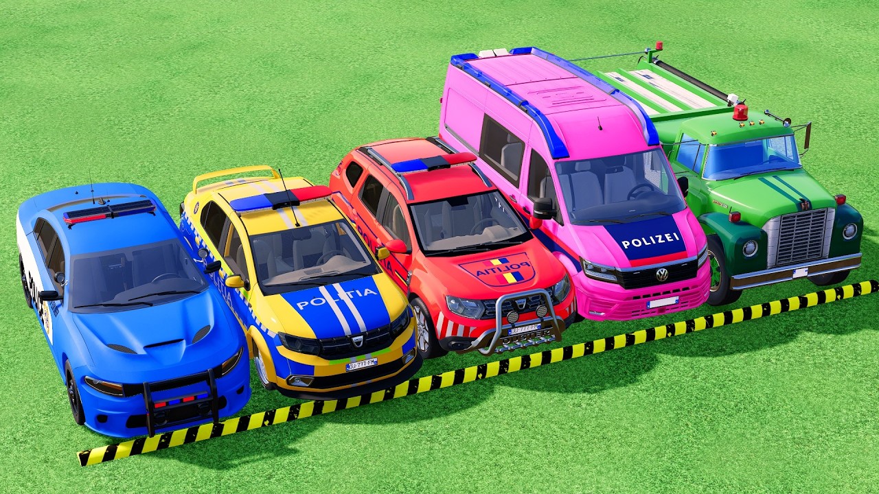 TRANSPORTING POLICE CARS, FIRE DEPARTMENT, AMBULANCE VEHICLES WITH TRAIN #89 ! Farming Simulator 22