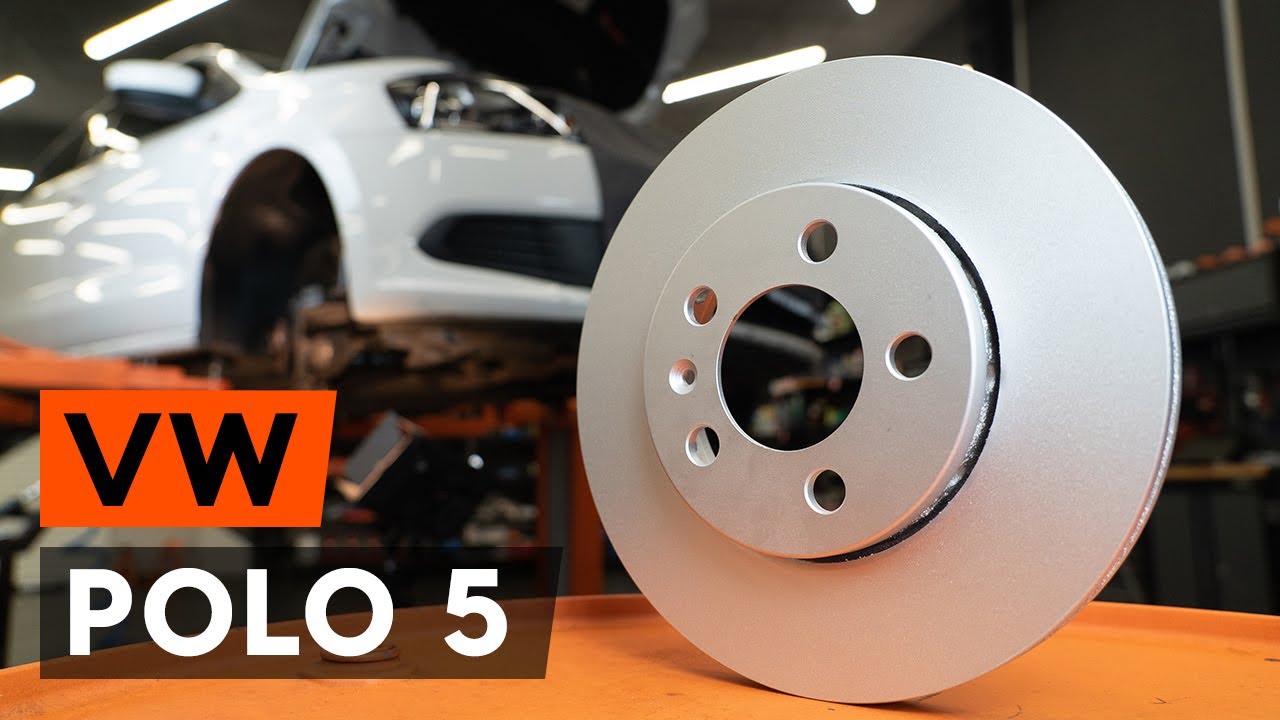How to change front brake discs / brake rotors on VW POLO 5 (612) [TUTORIAL AUTODOC]