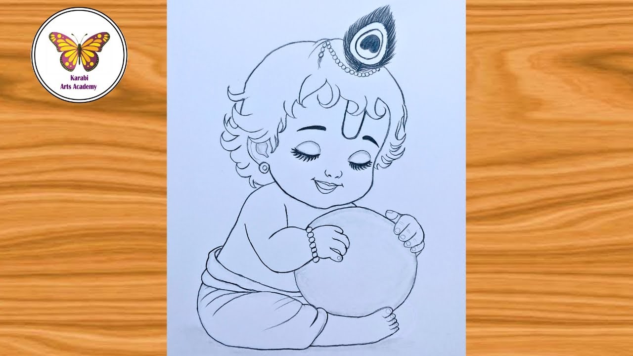 Little krishna drawing| bal krishna| chitra