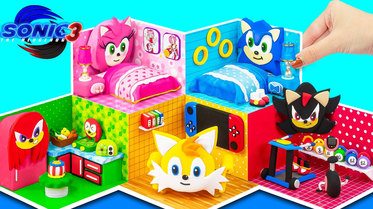 Sonic the Hedgehog | Make 5 Color House with 5 Rooms for Amy Rose, Shadow, Knuckles, Tails from Clay