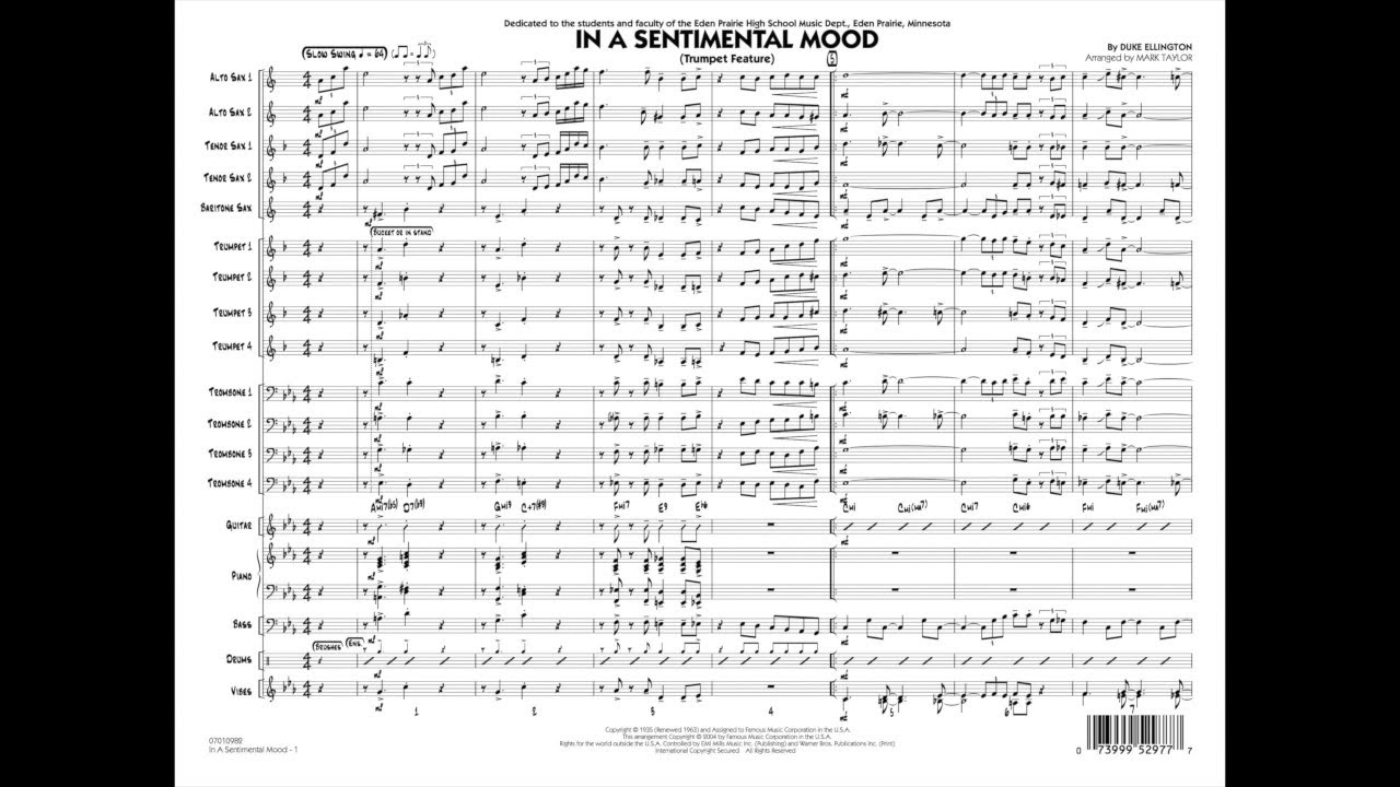 In a Sentimental Mood by Duke Ellington/arr. Mark Taylor