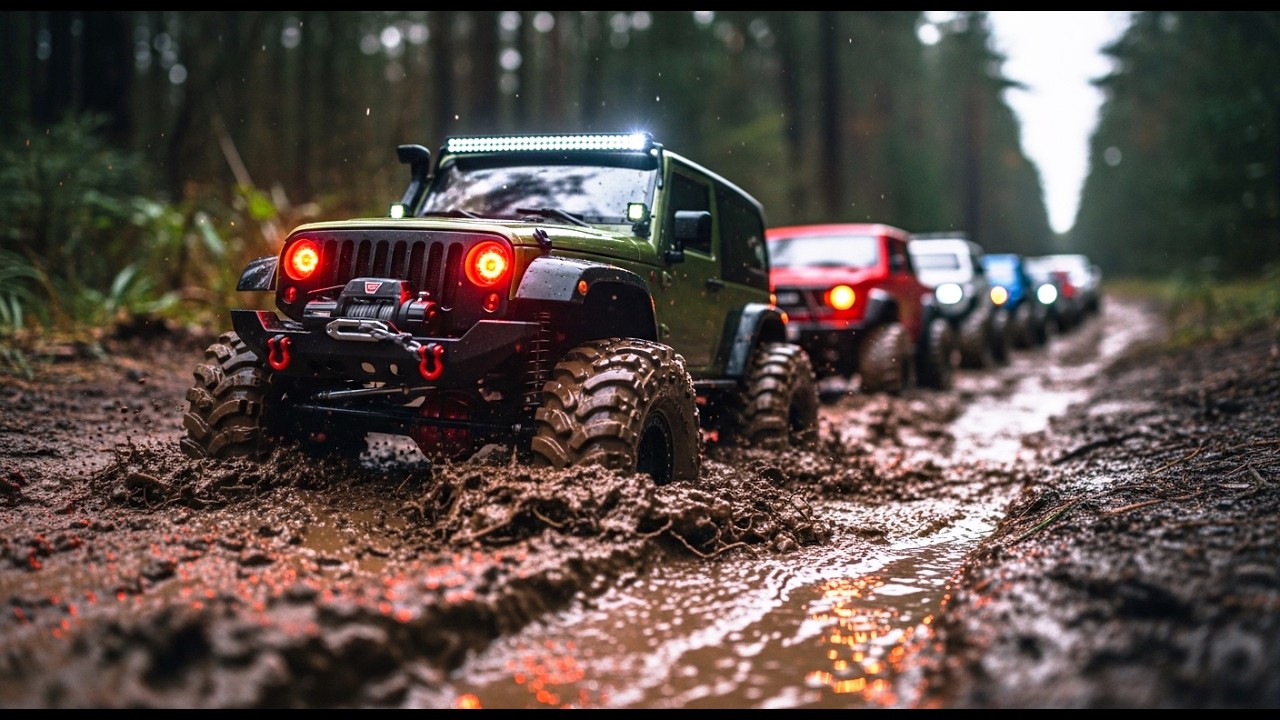 RC off road jeep completely stuck in deep mud Part_1