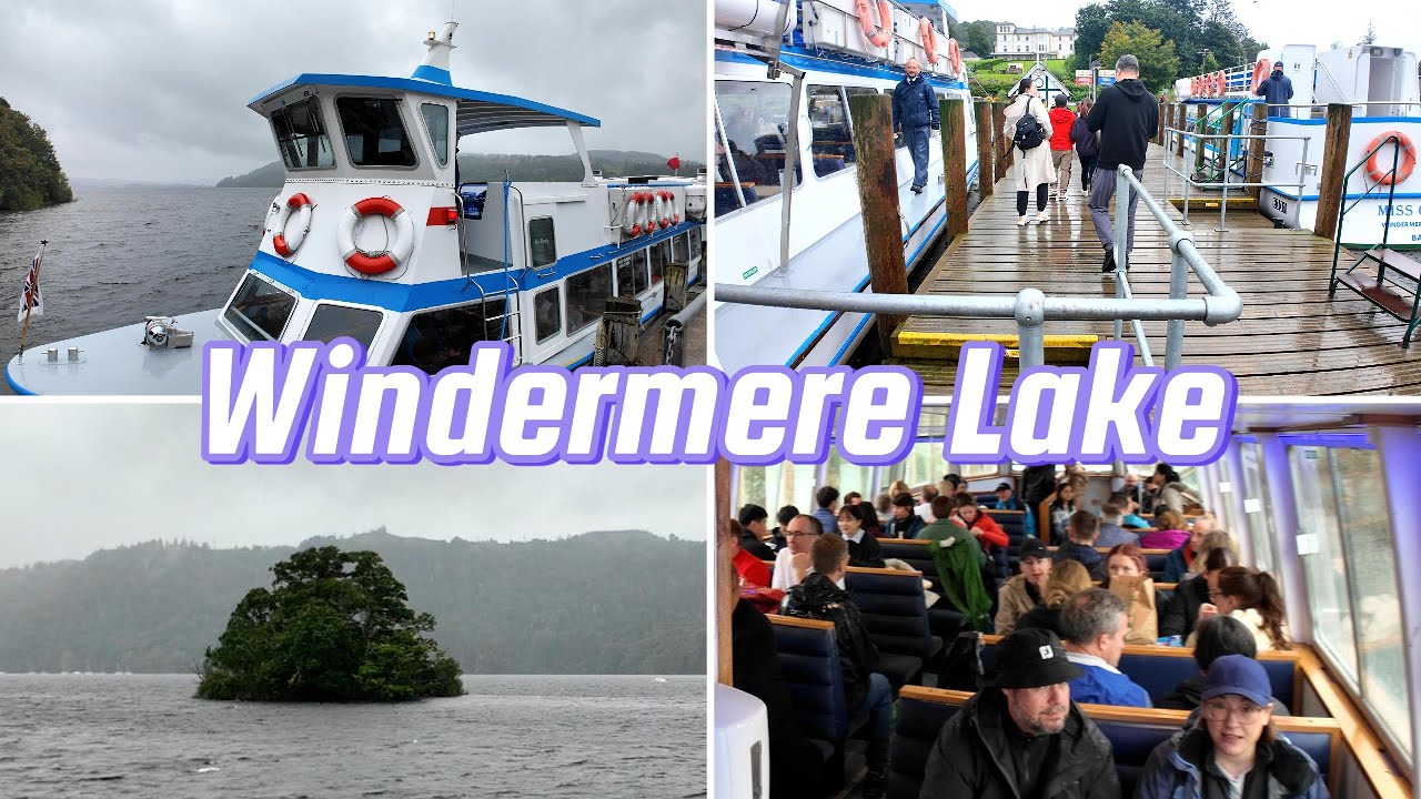 4K Brief Moment of Ferry Tour of Beautiful Famous English Windermere Lake | Lake District England UK