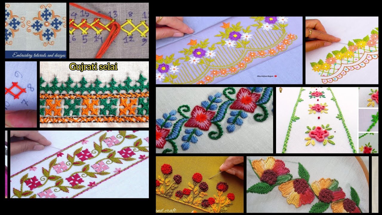 Traditional Gujarati Hand Embroidery Border Design