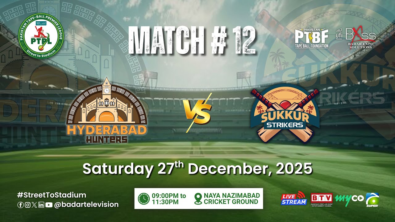 LIVE | Hyderabad Hunters vs Sukkur Strikers | Match - 12 | 27 December 2025