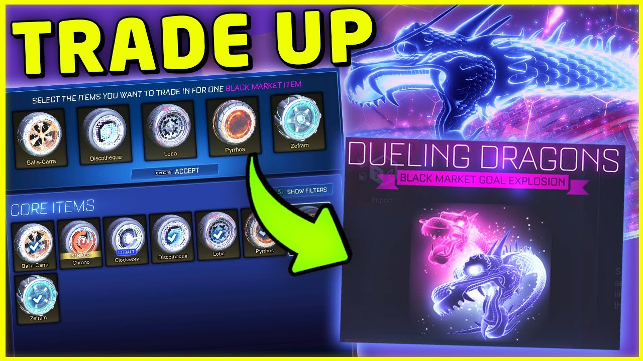 CONSEGUI O DUELO DE DRAGÕES NO TRADE UP | Rocket League Dueling Dragons Trade up