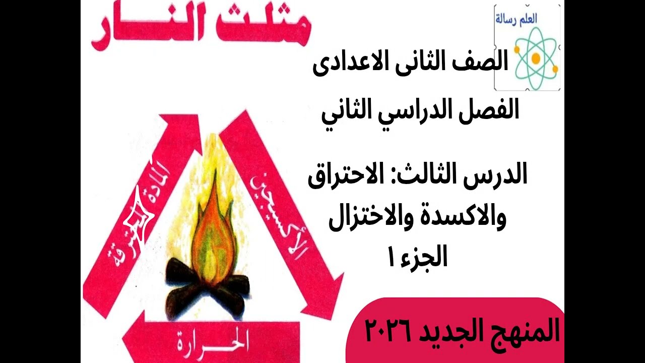 الدرس الثالث(الاحتراق والاكسدة والاختزال )الصف الثانى الاعدادى الفصل الدراسى الثانى 2026