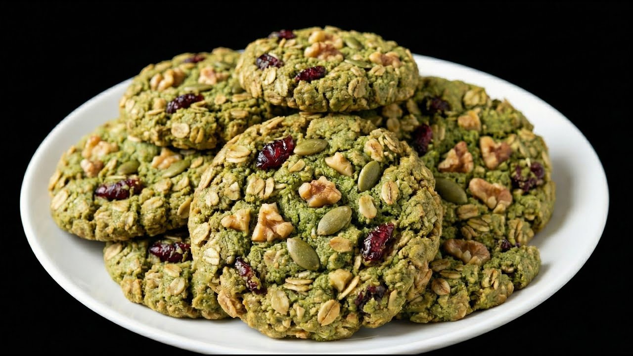 No Flour, No Sugar, No Eggs! 🍵 Crispy Matcha Nut Cookies (Healthy & Easy)