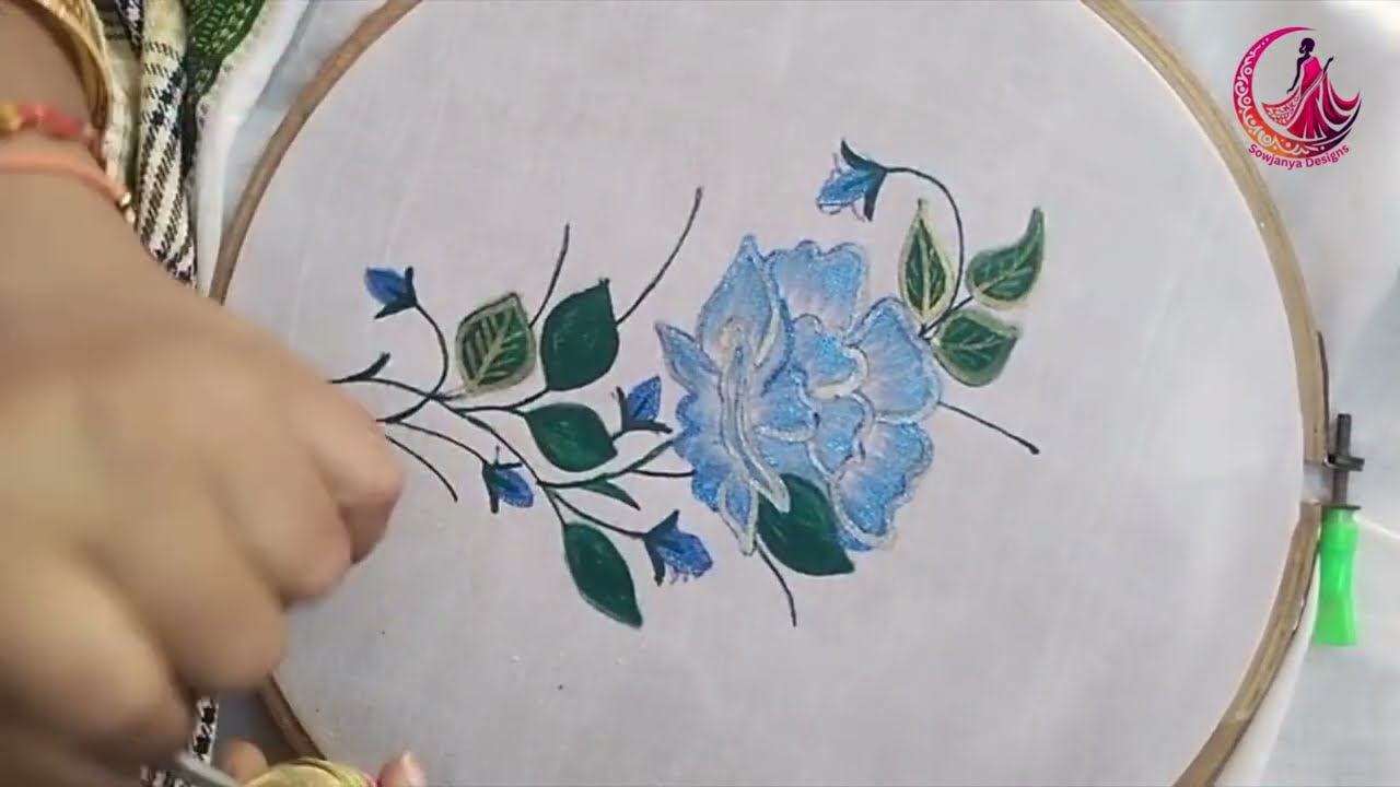 Saree Painting - Flower Design #sarees #fashion #art #painting #trending  #sowjanyadesignss