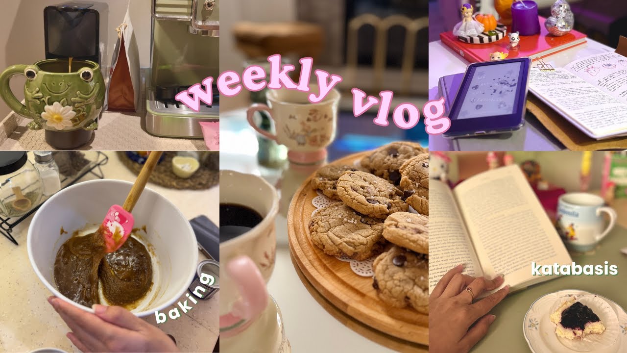 010 reading vlog, katabasis review 🦋🐈‍⬛ فلوق قراءة، كوكيز، مراجعة كتاب