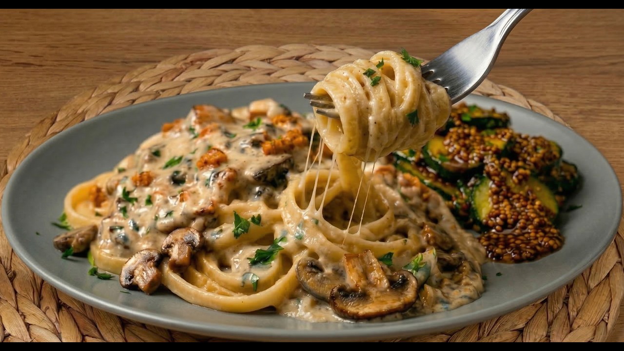 Hausgemachte cremige fettuccine, die wie im Restaurant schmecken