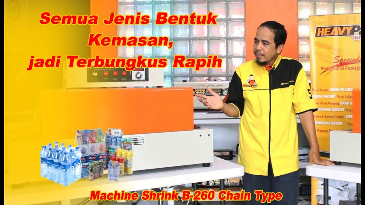 BS260 MESIN SHRINK DENGAN CONVEYOR TYPE ROG UNTUK PENCIUT PLASTIK SUPAYA LEBIH RAPIH TERLIHAT PRO