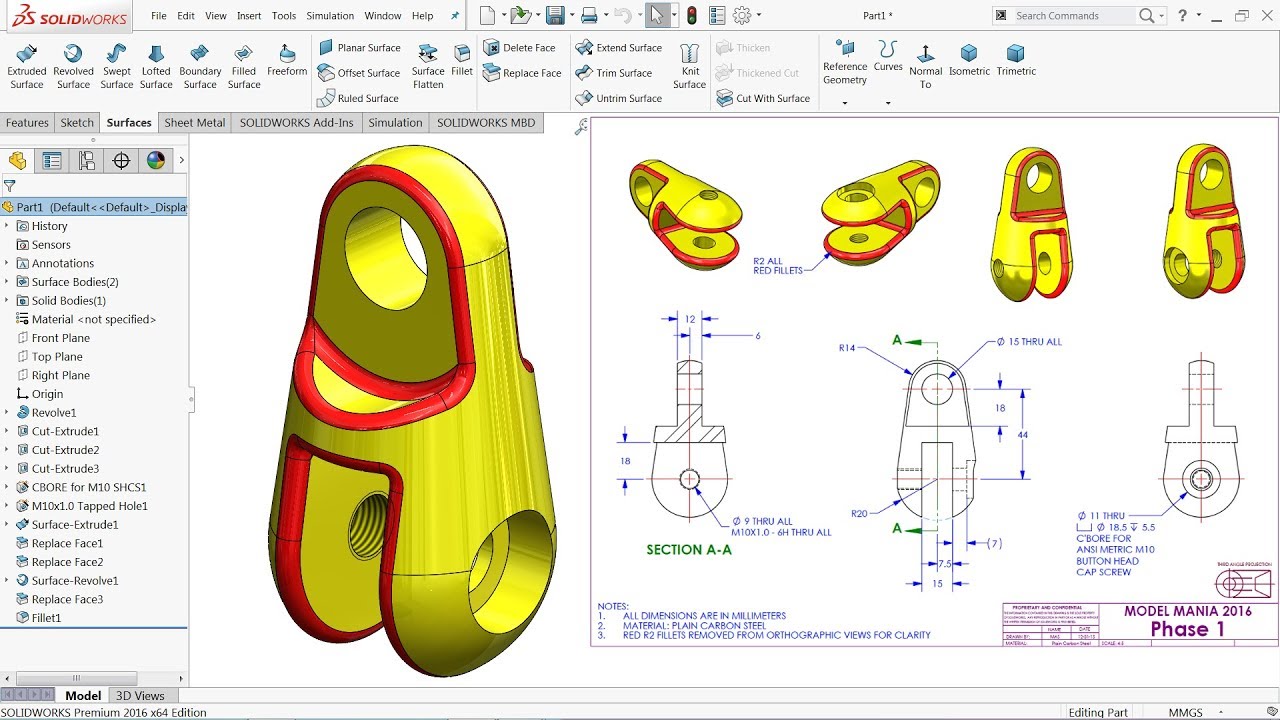 SolidWorks Tutorial model mania 2016