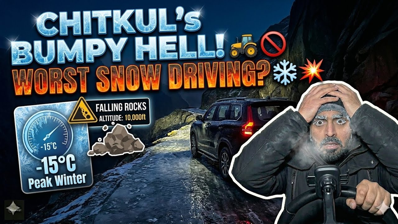 Very Bad Roads to India’s Last Village: Bumpy Hell to Chitkul! Ep2 Winter Spiti ❄️ #ChitkulStruggle