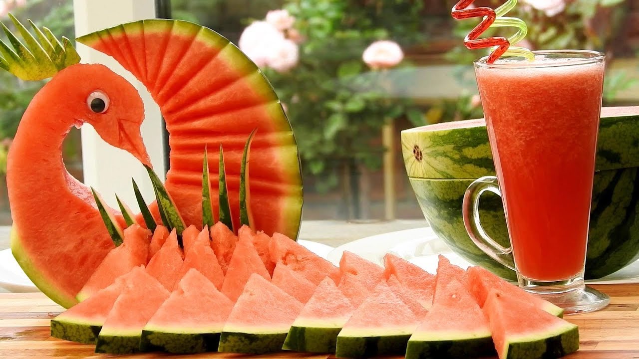 DIY Fruit Art | Watermelon Peacock ( Part 1) Fruit & Vegetable Carving Lessons