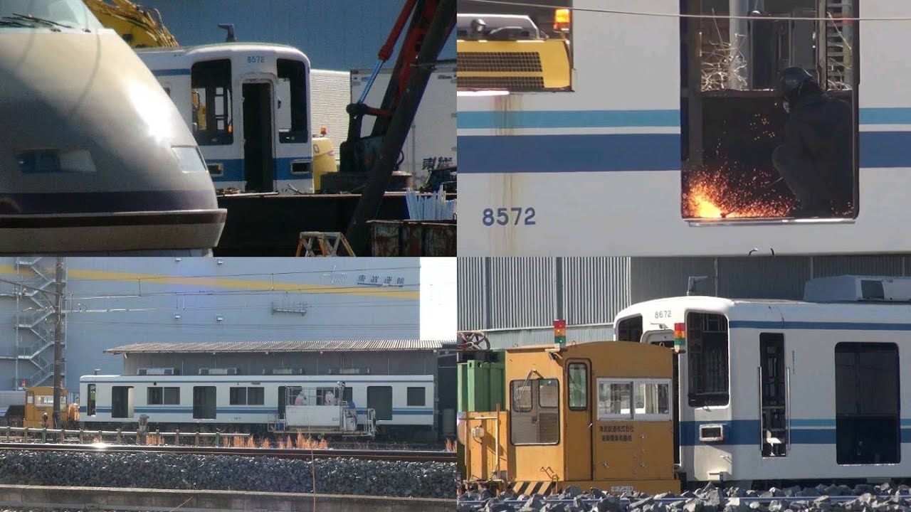 廃車回送から1週間経過8574F解体完了姿消す残り館林地区ワンマン8572F2両のみに 東武8000系 8572F 解体作業開始