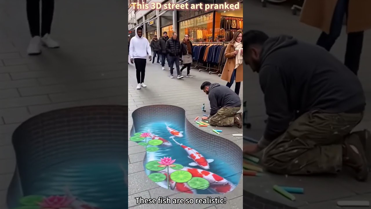 This 3D street art pranked EVERYONE#streetart #opticalillusion #artprank #public #mindblown#funny