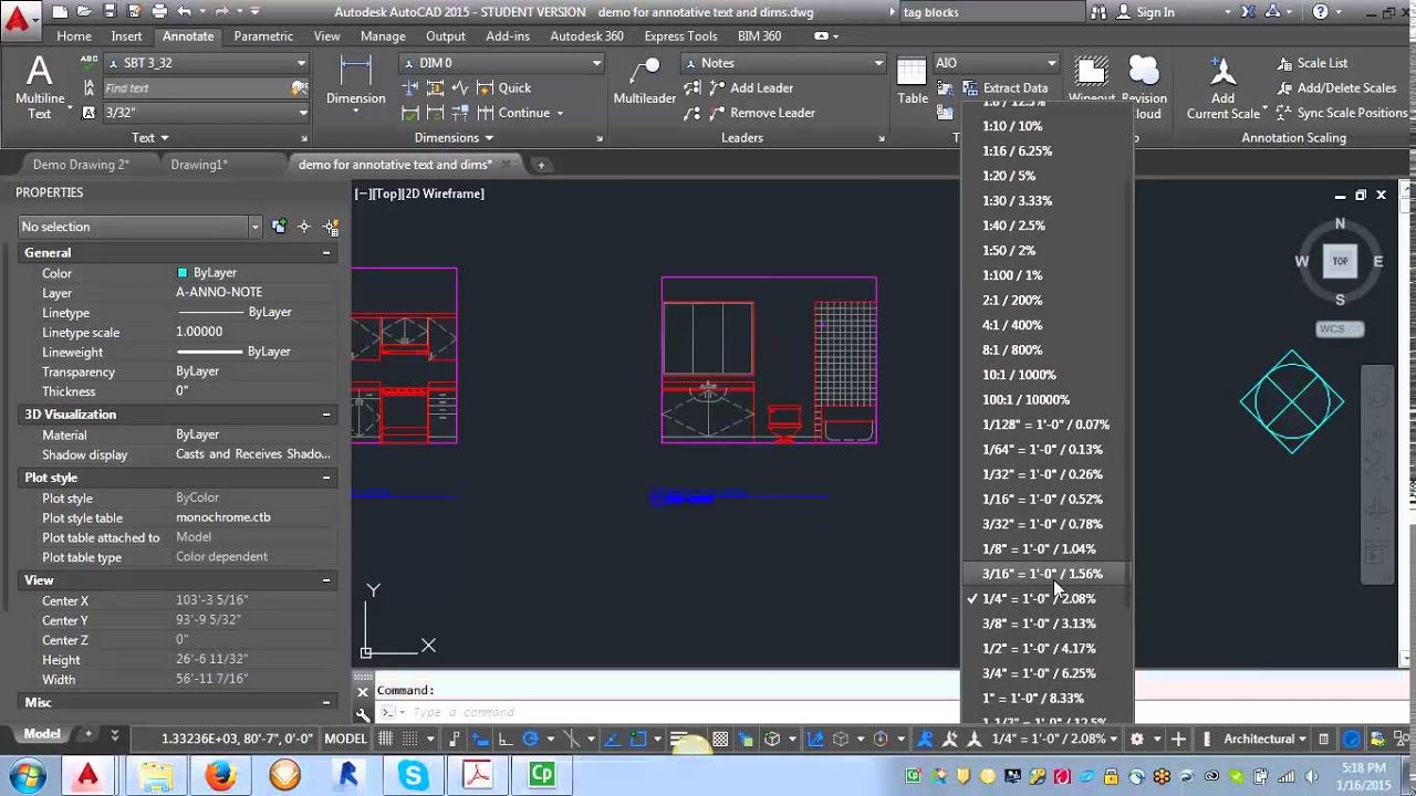 AutoCAD Demo - Using annotative text and leaders