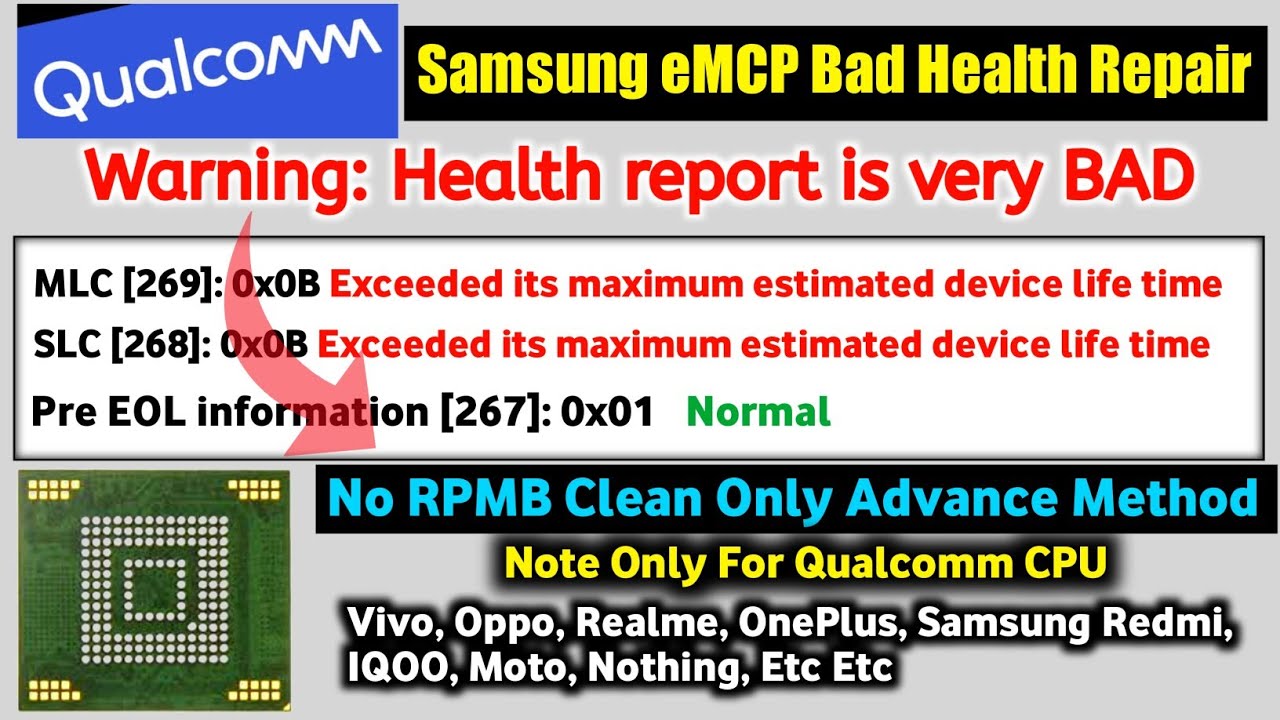 Qualcomm Cpu ( Samsung ) eMMC Bad Health Repair | इंस्टिट्यूट वाले भी छुपाते हैं ये Trick