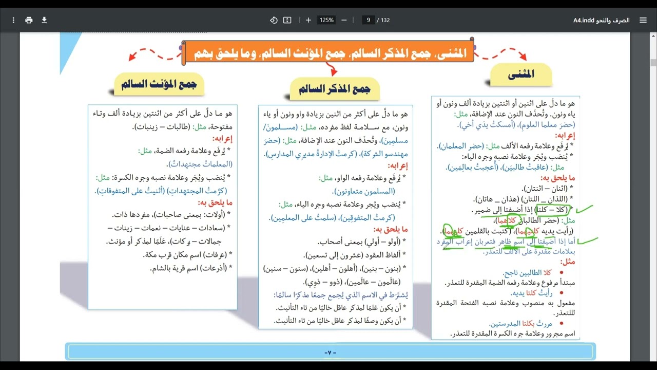 المحاضرة الرابعة: المثنى وجمع المذكر السالم وجمع المؤنث السالم وما يلحق بهم