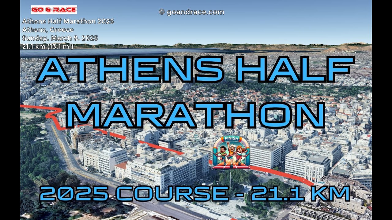 Athens Half Marathon 2025: fly over the half-marathon course! Video of the race path.