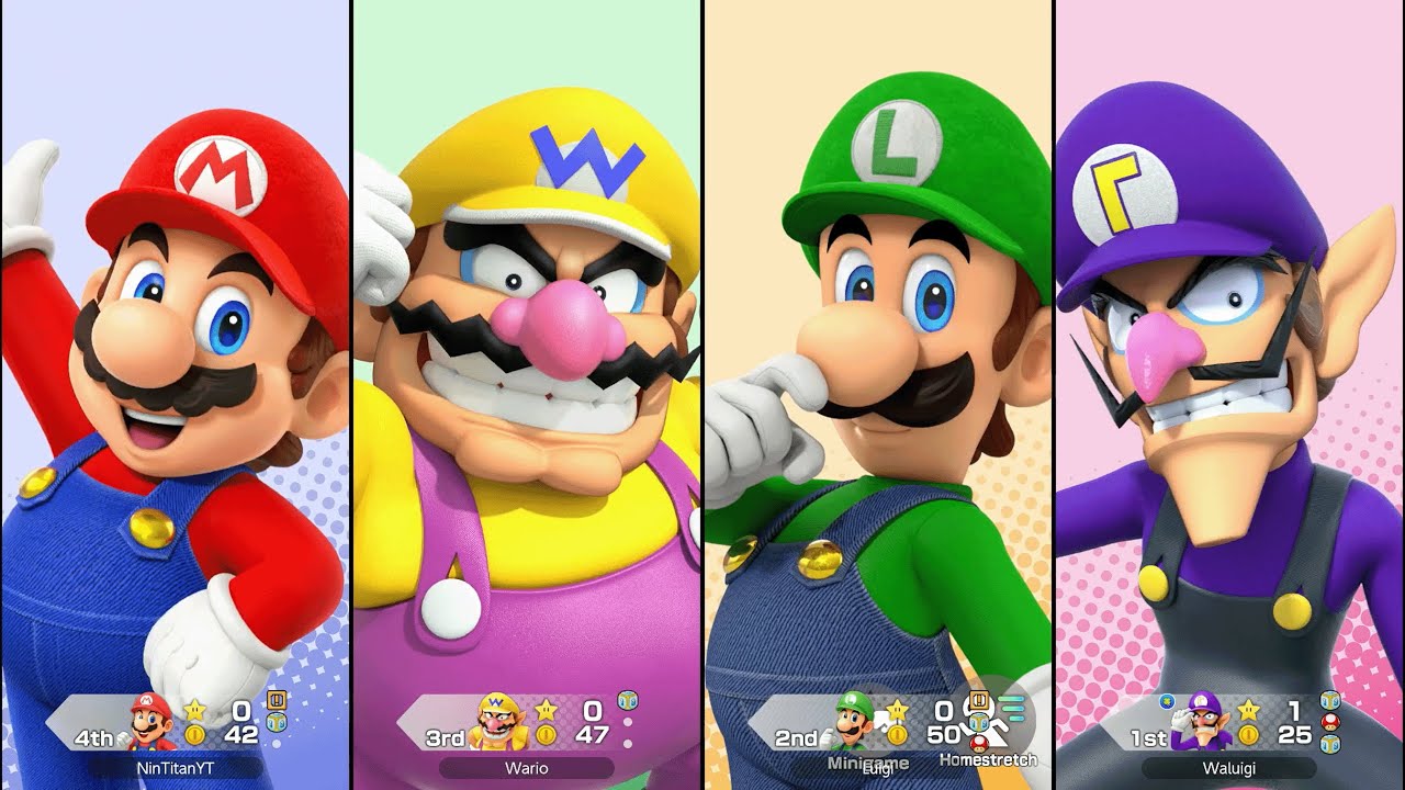Super Mario Party Jamboree - Mario vs Luigi vs Wario vs Waluigi - Goomba Lagoon