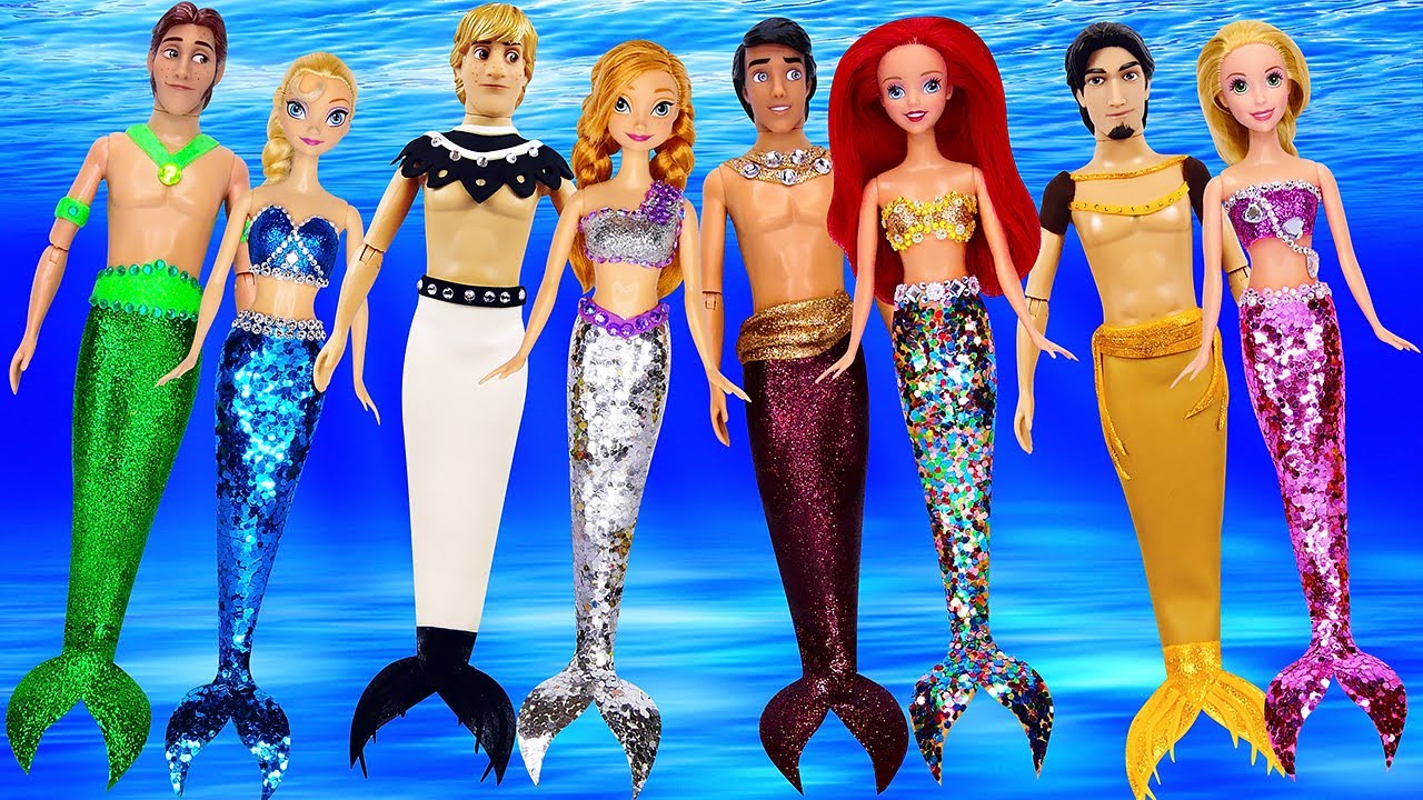DIY How to Make Amazing Mermaid Costumes for Princess Couples Dolls