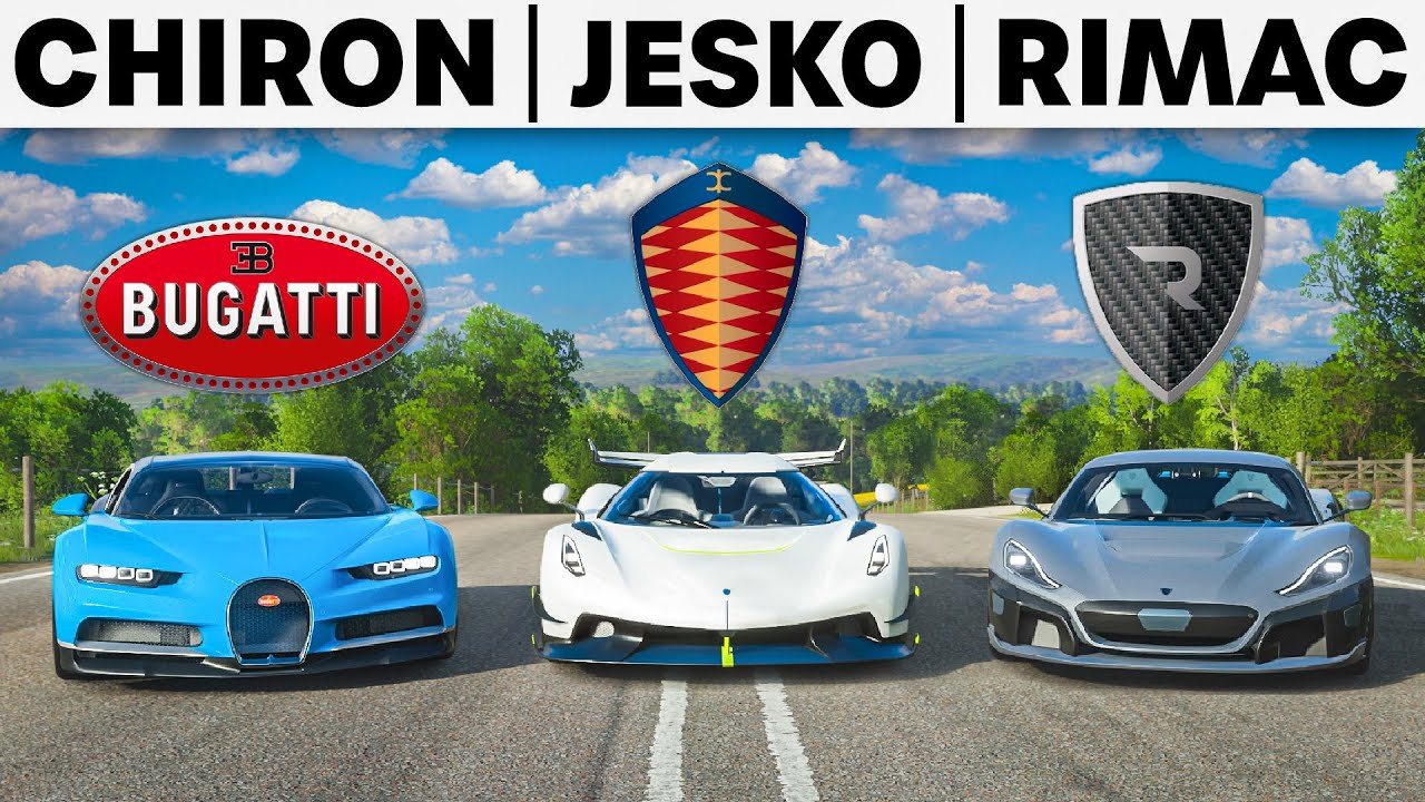 Forza Horizon 4 | Bugatti Chiron vs Koenigsegg Jesko vs Rimac Concept Two | HYPERCAR BATTLE!