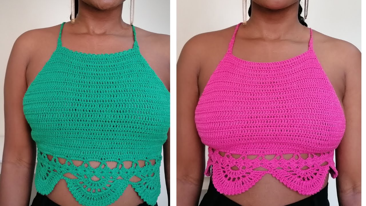 CROCHET HALTER TOP WITH EDGING