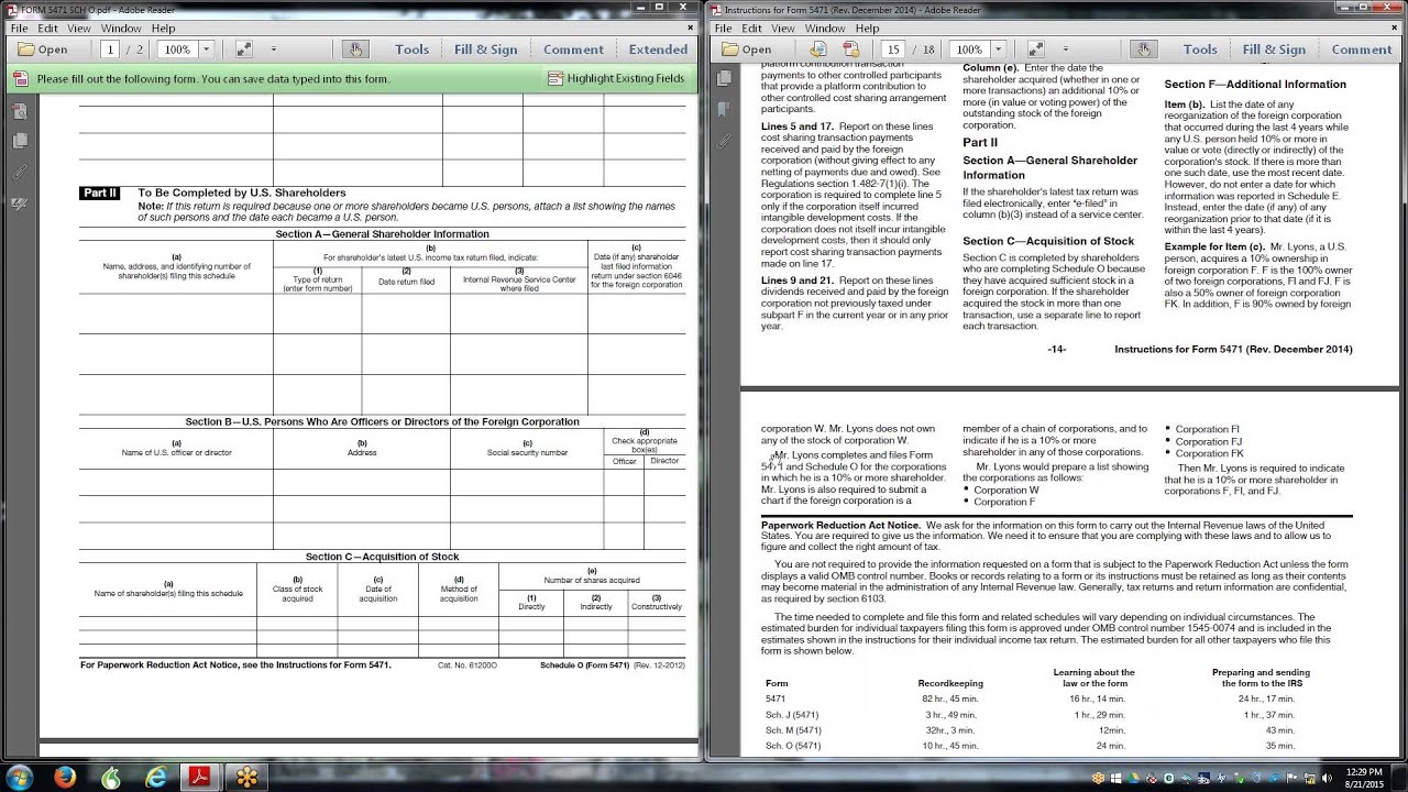 INVESTING IN A FOREIGN CORPORATION TAX PLAN SCHEDULE O FORM 5471