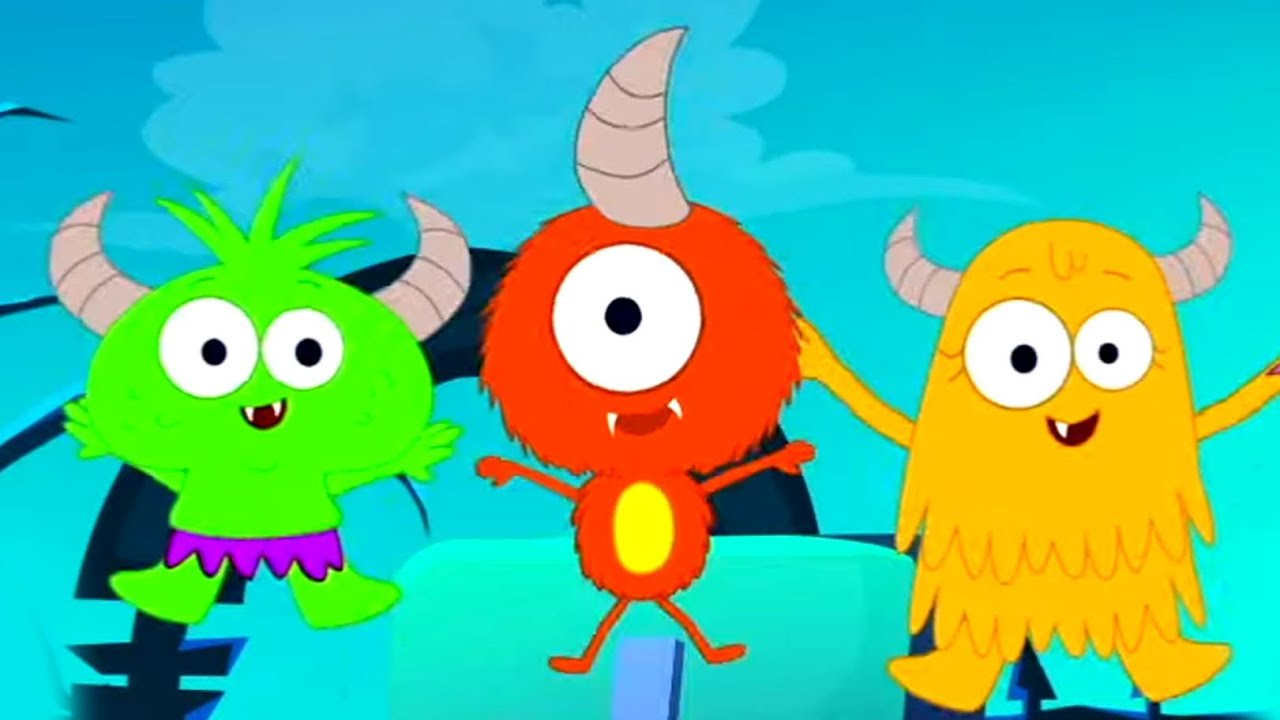 Five Little Monsters Jumping On The Bed, Halloween Rhyme for Kids