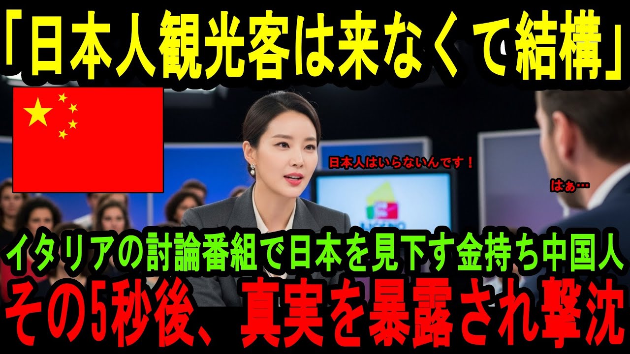 【海外の反応】「日本人観光客なんて来るな‼」イタリアの有名討論番組で中国人富裕層が日本をあざ笑いするが…その5秒後、真実が披露されて…