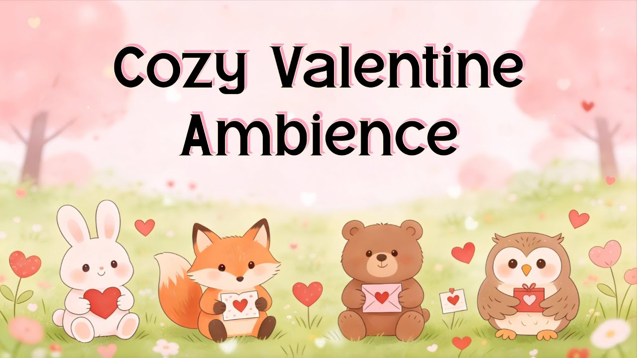 Valentine’s Day Classroom Ambience ❤️ Cute Animals, Hearts, & Happy Acoustic Music to Relax or Focus