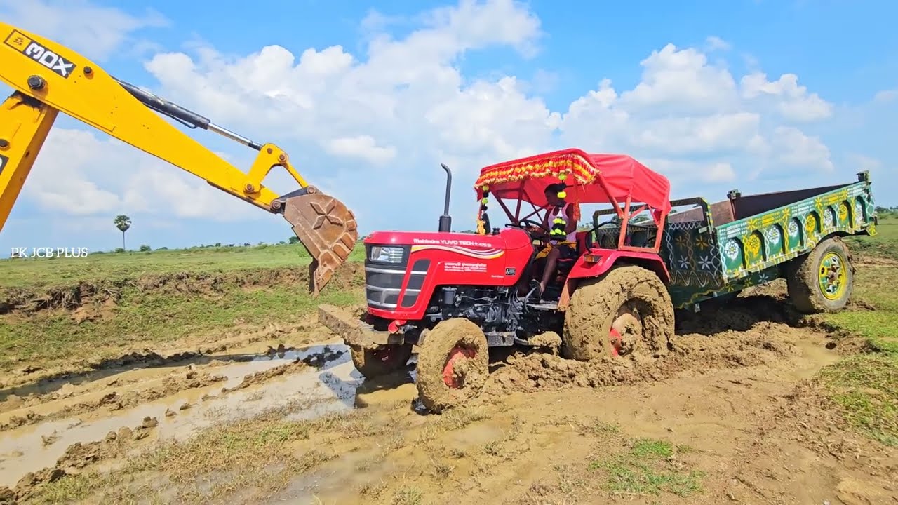 Mahindra 475 Di Tractor Fully Loaded with Mud Overturned with JCB 3dx | JCB Video | JCB Tractor
