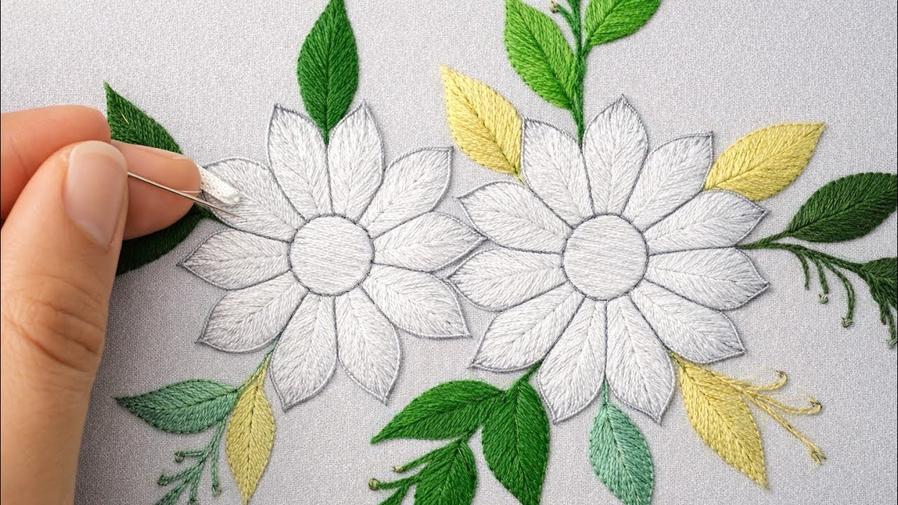 very very beautiful and easy hand embroidery design #embroidery #flowers 