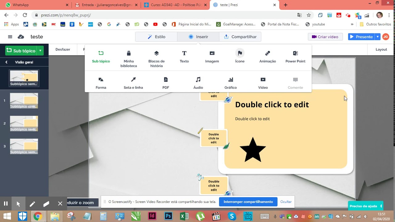 Como criar videoaula com conte&uacute;do utilizando recursos avan&ccedil;ados no Prezi