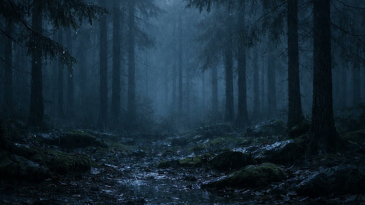 Mysterious Forest Night Rain 10 Hours of Immersive Nature Soundscape No Music