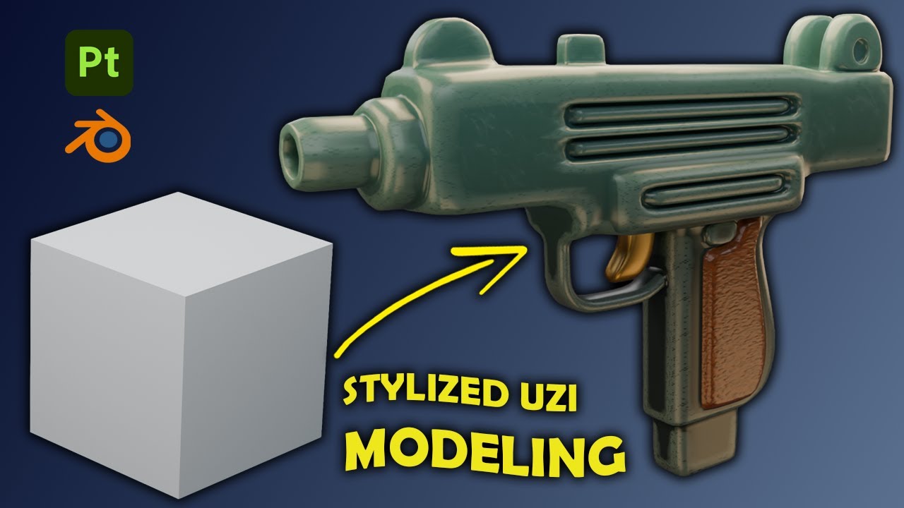 Stylized Uzi SMG | Blender Modeling & Substance Painter Texturing : Part 1 : Modeling