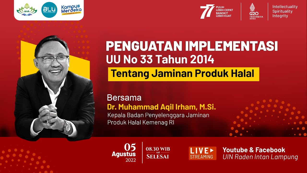 Live | Penguatan Implementasi UU No 33 Tahun 2014 Tentang Jaminan Produk Halal