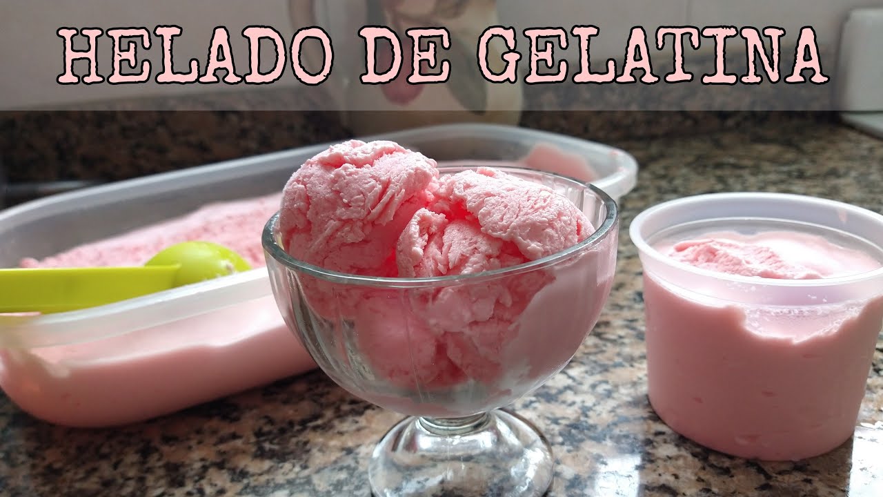 HELADO de frutilla hecho con GELATINA / Receta de helado casero super fácil / Como hacer en 3 PASOS