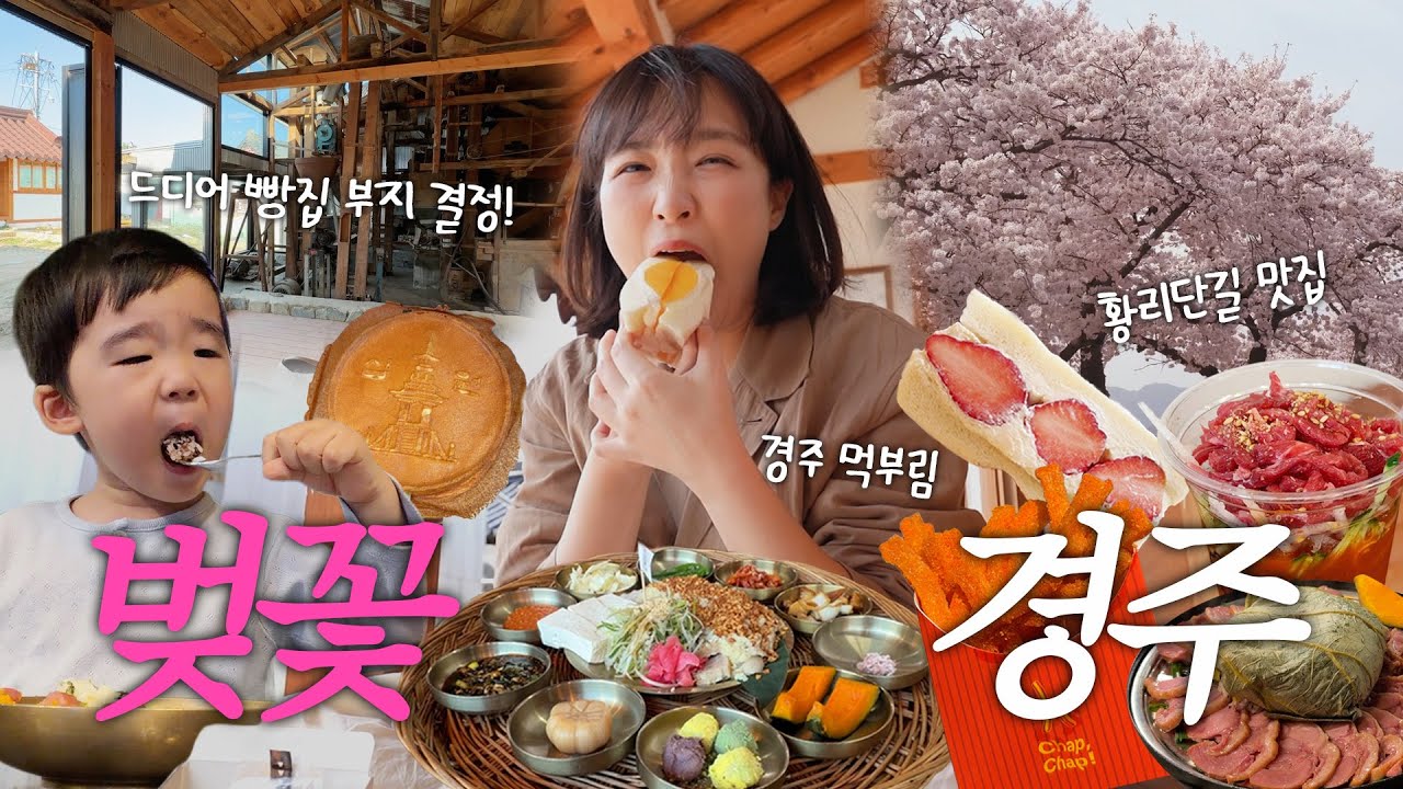 자다가 눈떠보니 경주 여행 브이로그&hellip;🚃🌸 | 황리단길 길거리 음식 먹부림🩷 + 빵집 오픈준비 근황 (이치니산도 오픈런, 황남쫀드기 등) vlog