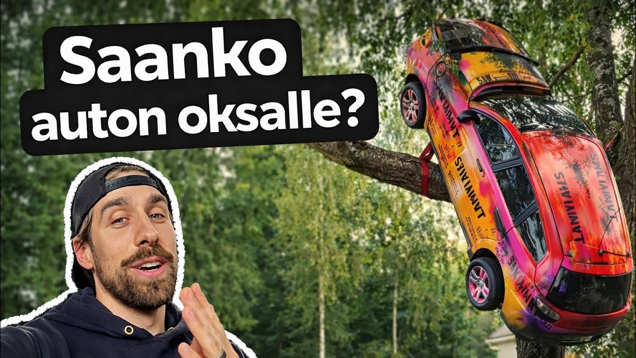 Mitä?! Nousiko auto puuhun??