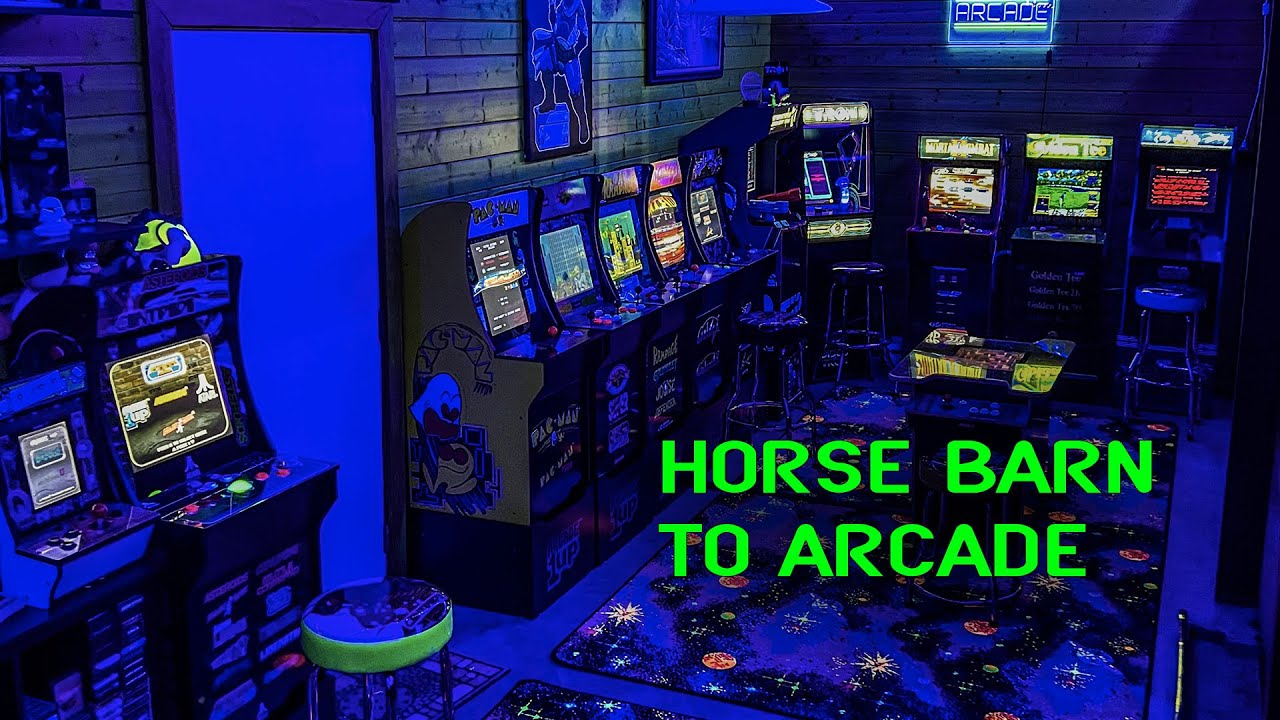 Arcade1up Home Arcade and Playable Retro-Gaming Console Museum Built in an Old Horse Barn