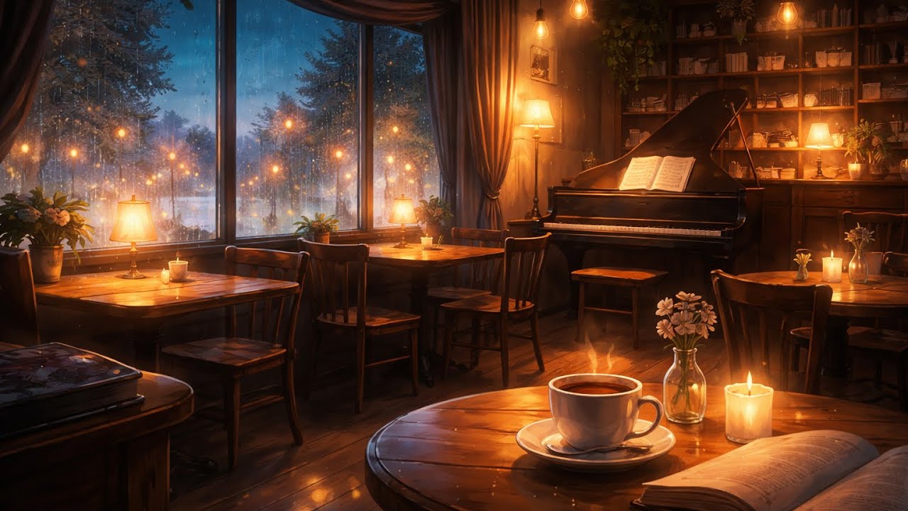 ☕️ Quiet Night Cafe | Soft Piano BGM for Relaxed Late Hours | 1 Hour